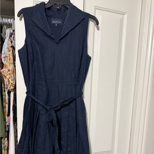 Navy Linen Sleeveless Dress